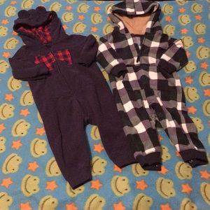 2 Boys Winter Hooded Bodysuits